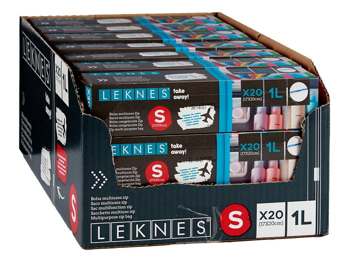 Leknes Bolsa Multiusos Zip Deslizador 20Uds 1L 20x17 cm Transparente Polietileno Uso Alimentario Ideal Viaje (Set de 21)