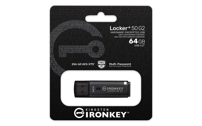 Kingston IronKey Locker+ 50 G2 Unidad Flash USB 64 GB USB 3.2 Gen 1 Tipo A, Encriptación AES 256 bits, FIPS 197, Negro