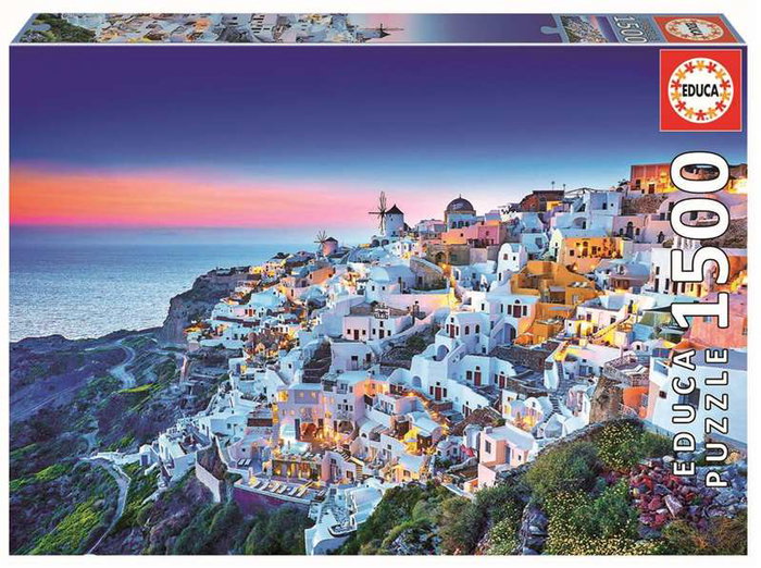 Educa Puzzle Santorini 1500 Piezas - Puzzle de Paisaje para Adultos, Edad Recomendada 12+ Años, Idioma Español e Inglés