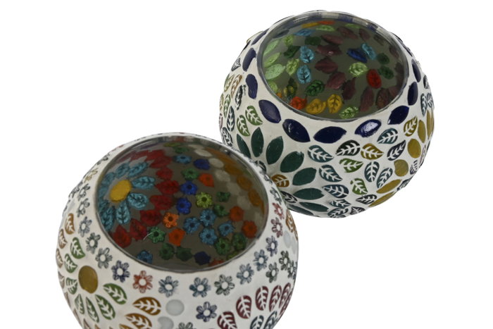DKD Home Decor Portavelas Estilo Indio Multicolor 11 x 7 x 11 cm (6 Unidades)