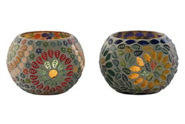 DKD Home Decor Portavelas Estilo Indio Multicolor 11 x 7 x 11 cm (6 Unidades)