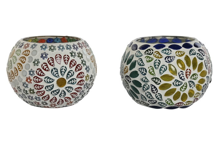 DKD Home Decor Portavelas Estilo Indio Multicolor 11 x 7 x 11 cm (6 Unidades)