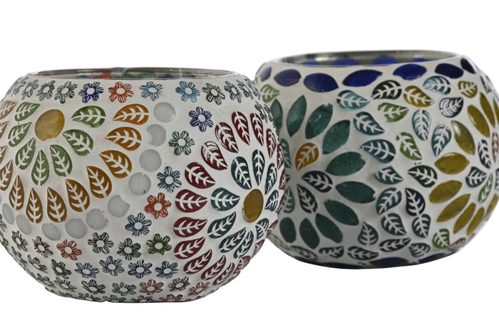 DKD Home Decor Portavelas Estilo Indio Multicolor 11 x 7 x 11 cm (6 Unidades)