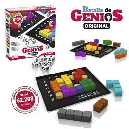 Ludilo Juego Batalla de Genios Original, 18 Piezas de Madera, 14 Bloqueadoras, 7 Dados, 2 Tableros y Reglas de Juego