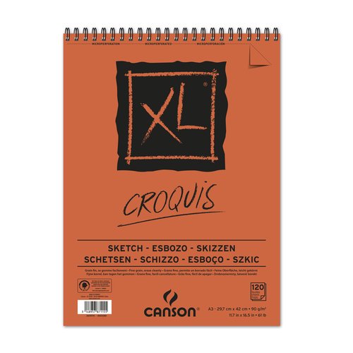 Canson Bloc de dibujo croquis DIN A3 microperforado 120 hojas grano fino 90 g