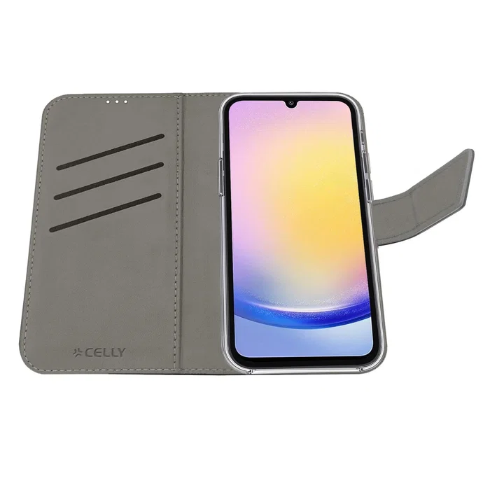 Celly Funda cartera para Samsung Galaxy A26 5G y Enterprise Edition, 17 cm (6.7"), imitación piel, negro, con soporte y bolsillos para tarjetas