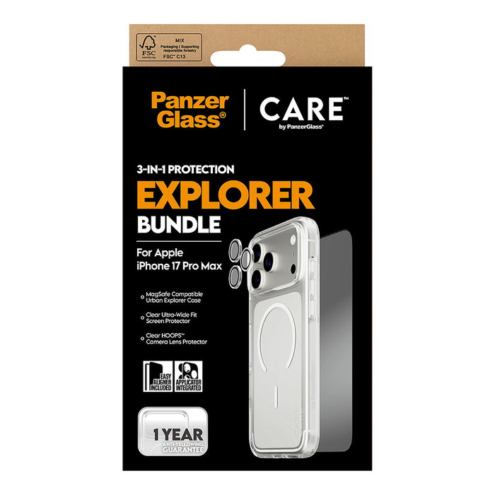 PanzerGlass CARE 3-in-1 Explorer Set para iPhone 17 Pro Max