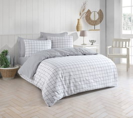 L'essentiel linge de maison Artus Juego Funda Edredón Doble Gris 65% Algodón 35% Poliéster 200x220 cm