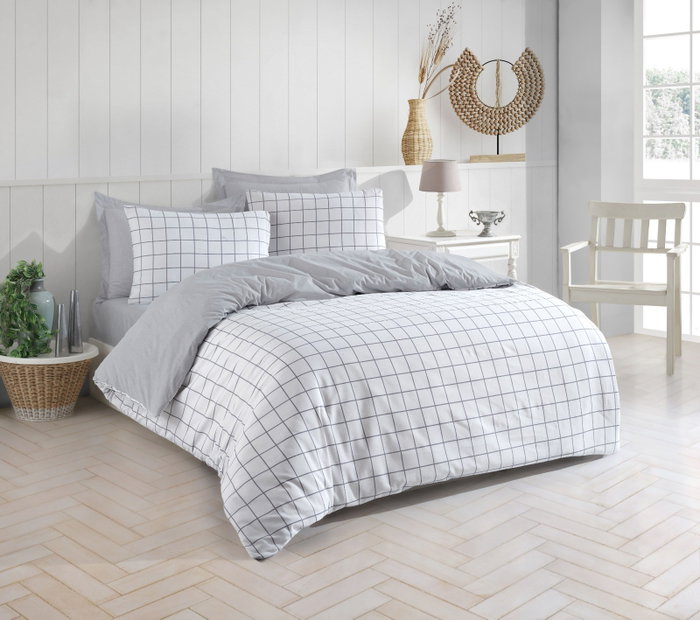 L'essentiel linge de maison Artus Juego Funda Edredón Doble Gris 65% Algodón 35% Poliéster 200x220 cm