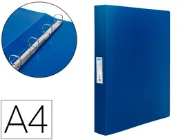 Liderpapel 43432 Carpeta 4 Anillas 25 mm Polipropileno Din A4 Azul Translucido