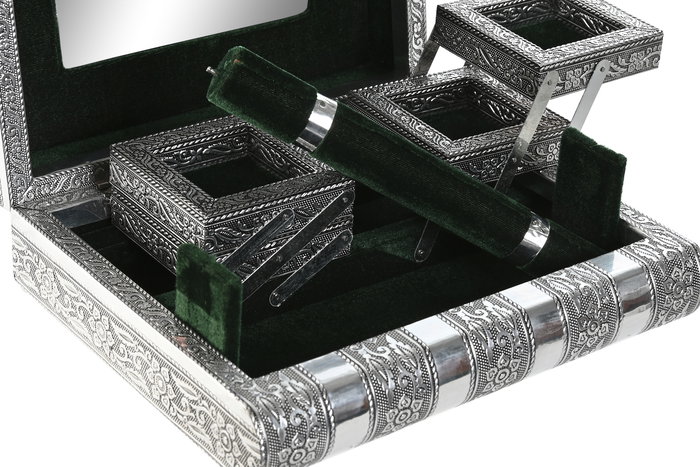 Joyero Indio DKD Home Decor Plateado Verde 18.8 x 7.6 x 22.5 cm