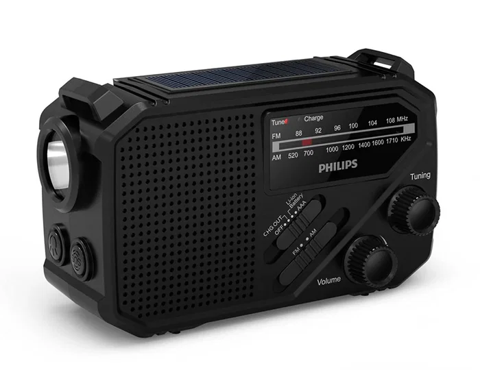 Philips Radio Portátil TAR1609/00 con Linterna y Carga Solar