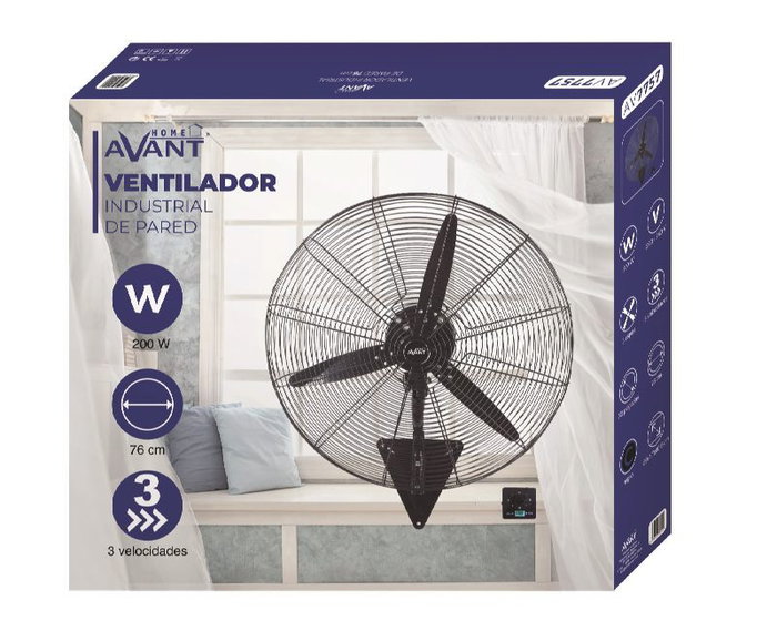 AVANT VENTILADOR INDUSTRIAL DE PARED, 76CM DE DIAMETRO, 200W