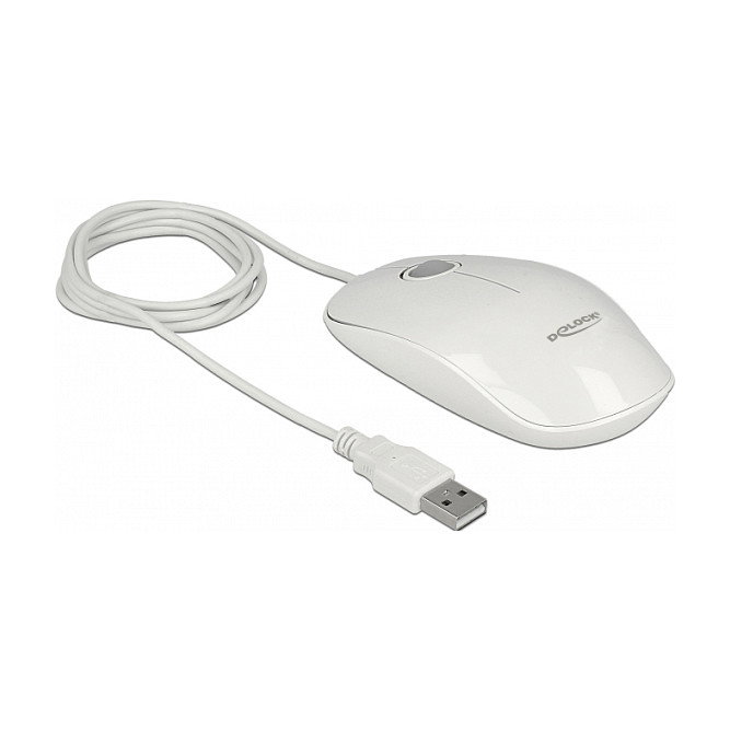 DeLOCK Ratón Óptico USB 3 Botones Blanco Ambidiestro 1200 DPI Iluminación LED Plug and Play para PC y Mac, Ref. 12537