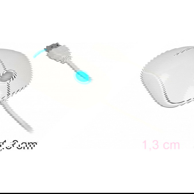 DeLOCK Ratón Óptico USB 3 Botones Blanco Ambidiestro 1200 DPI Iluminación LED Plug and Play para PC y Mac, Ref. 12537