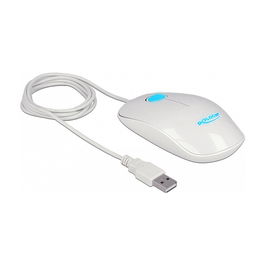 DeLOCK Ratón Óptico USB 3 Botones Blanco Ambidiestro 1200 DPI Iluminación LED Plug and Play para PC y Mac, Ref. 12537