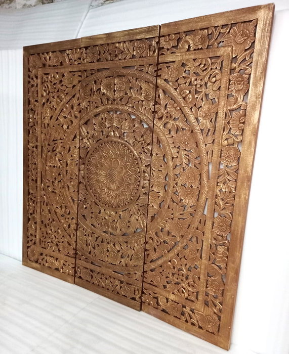 DKD Home Decor Cabecero Cama Indio Marron Natural MDF 180 x 180 cm Set 3 Piezas DKD Home Decor Cabecero Cama Indio Marron Natural MDF 180 x 180 cm Set 3 Piezas