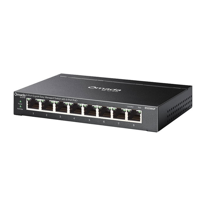 TP-Link Switch Gestionado Fácil Omada ES208GP - 8 Puertos Gigabit con PoE+ (ES208GP)