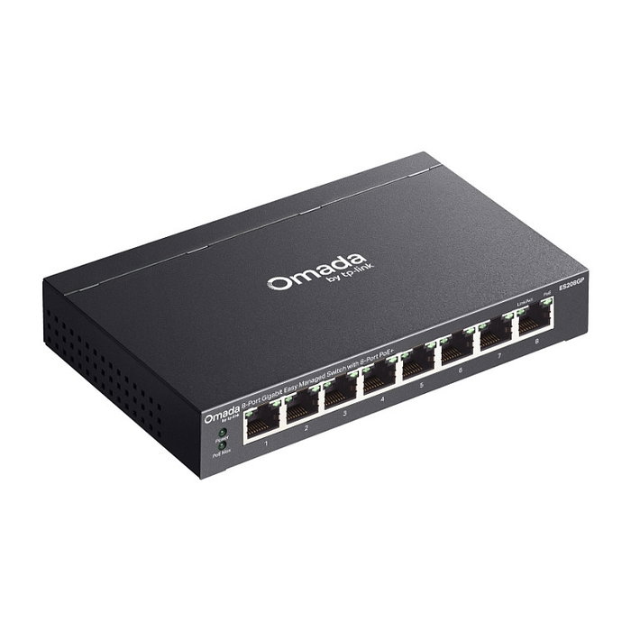 TP-Link Switch Gestionado Fácil Omada ES208GP - 8 Puertos Gigabit con PoE+ (ES208GP)