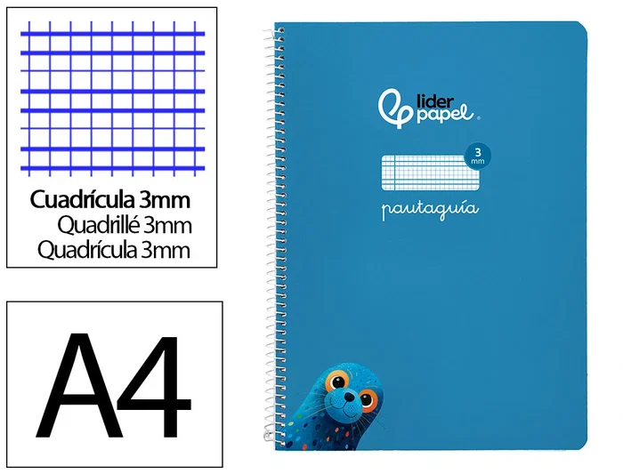 Liderpapel Cuaderno Espiral A4 Pautaguía Tapa Blanda 80 Hojas 75gr Cuadro Pautado 3mm Azul Liderpapel Cuaderno Espiral A4 Pautaguía Tapa Blanda 80 Hojas 75gr Cuadro Pautado 3mm Azul