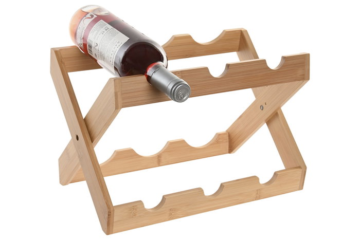 DKD Home Decor Botellero Plegable de Bambú Natural para 6 Botellas
