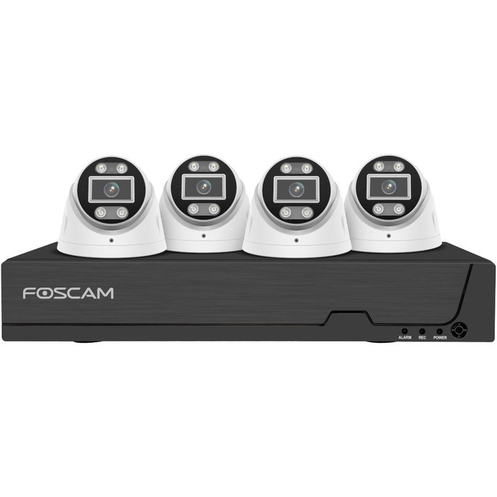 Foscam FN9108E-T4-2T Set de cámaras de videovigilancia con grabador y 4 cámaras, Blanco