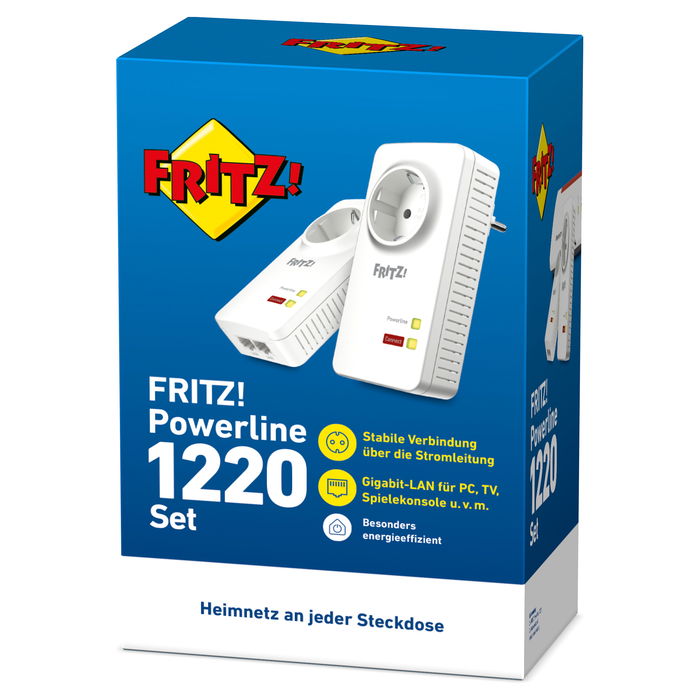 AVM FRITZ! Powerline 1220E KIT 1200 Adaptador de Red PLC Gigabit Ethernet 1200 Mbit/s