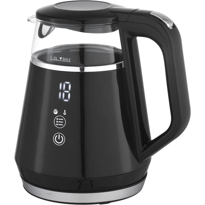 Livoo Hervidor Eléctrico Digital DOD212N, Negro, 1 Litro, 1100 W, Base Giratoria 360 Grados