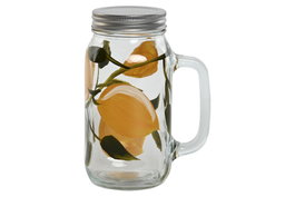 DKD Home Decor Taza de Cristal Limones 650ml Amarillo