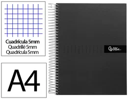 Liderpapel Cuaderno Espiral A4 Micro Crafty Negro 120 Hojas 90g Cuadro 5mm