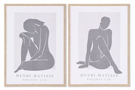 DKD Home Decor Cuadro Scandi Gris Blanco 2.5 x 60 x 45 cm (8 Unidades)