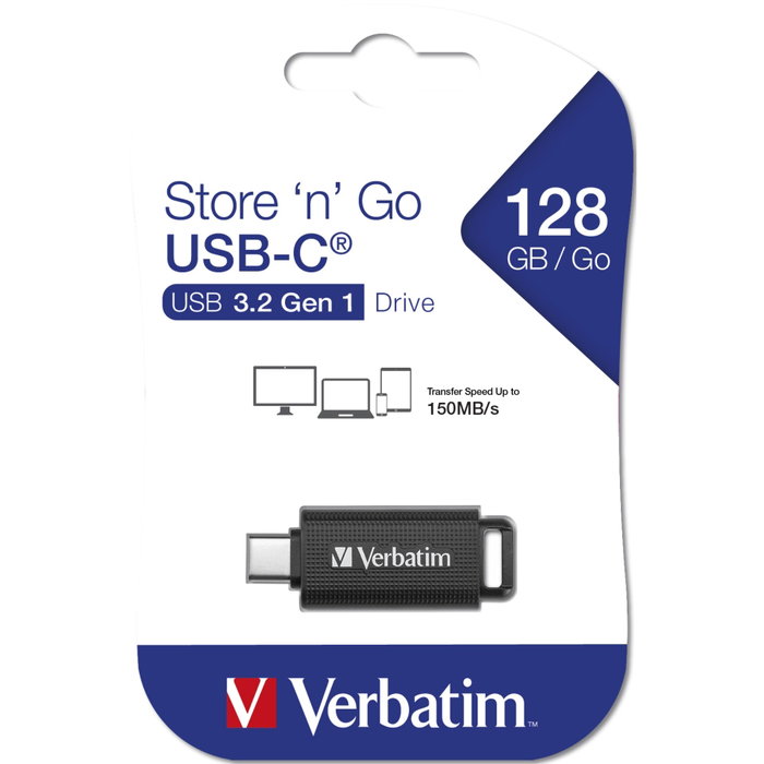 Verbatim Store 'n' Go 128 GB USB-C 3.2 Gen 1 Retráctil Negro