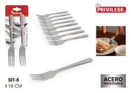 Privilege Set de 8 Tenedores de Mesa Privilege - Largo: 20.8 cm, Ancho: 8.4 cm, Alto: 1 cm (24 Unidades)