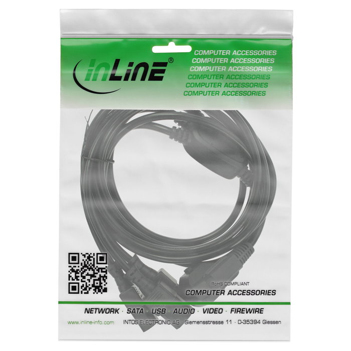 InLine 16653F Cable de alimentación de 5 m con 1 x CEE7/7 a 3 x C13