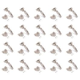 Emuca Lote de 20 bisagras rectas X91 con cierre suave y suplementos Euro, Altura 0, Acero, Niquelado