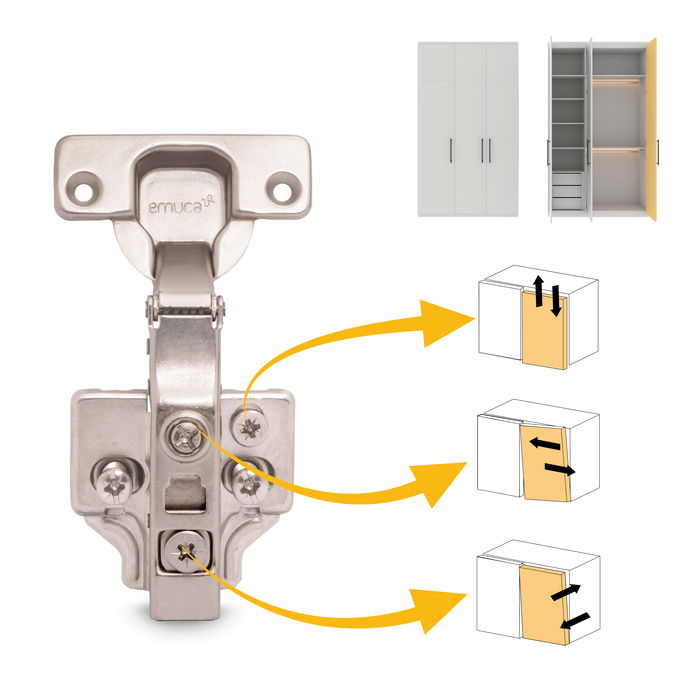 Emuca Lote de 20 bisagras rectas X91 con cierre suave y suplementos Euro, Altura 0, Acero, Niquelado Emuca Lote de 20 bisagras rectas X91 con cierre suave y suplementos Euro, Altura 0, Acero, Niquelado