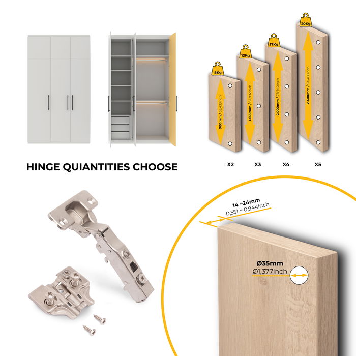 Emuca Lote de 20 bisagras rectas X91 con cierre suave y suplementos Euro, Altura 0, Acero, Niquelado Emuca Lote de 20 bisagras rectas X91 con cierre suave y suplementos Euro, Altura 0, Acero, Niquelado