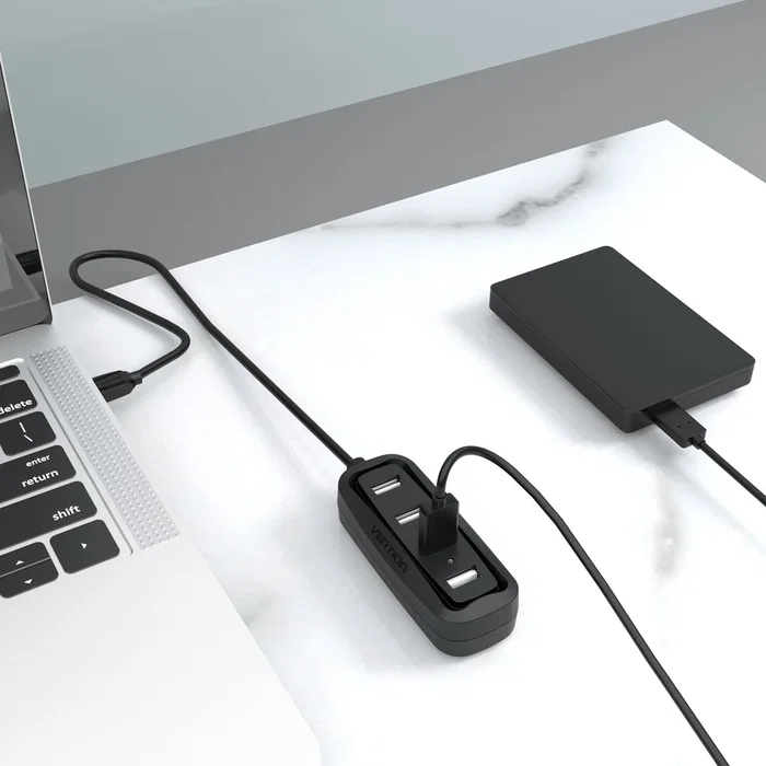 Vention Hub USB 2.0 VAS-J43-B015 con 4 puertos, 15cm