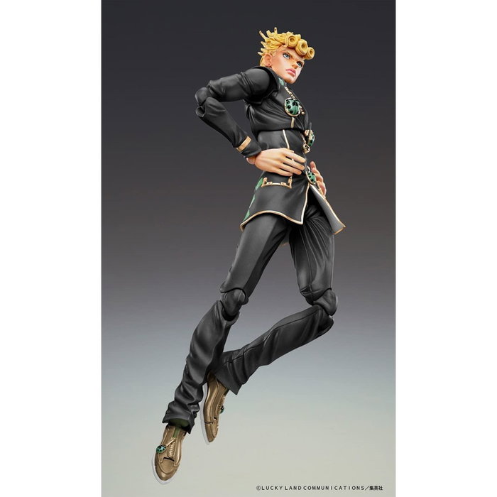 Medicos Entertainment Figura Chozo Kado Giorno Giovanna Versión Black de Jojo's Bizarre Adventure, PVC Articulada 15 cm con Base