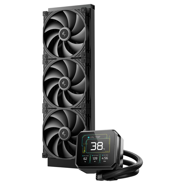 DeepCool Spartacus 420 Kit de Refrigeración Líquida AIO, Radiador 420 mm de 3 Ventiladores de 140 mm, Pantalla TFT de 3.4", Negro