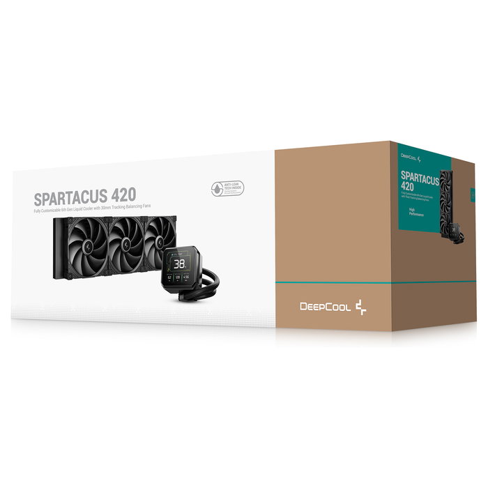 DeepCool Spartacus 420 Kit de Refrigeración Líquida AIO, Radiador 420 mm de 3 Ventiladores de 140 mm, Pantalla TFT de 3.4", Negro