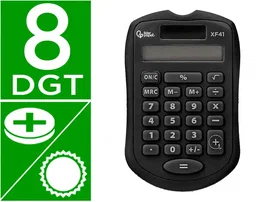 Liderpapel xf43 Calculadora de Bolsillo 8 Dígitos Solar y Pilas Color Negro 94x59,5x10,5mm