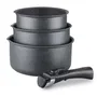 Arthur Martin AM777GM Batería de Cocina Conjunto de 3 sartenes 16-18-20 cm Matt Gray con 1 Manija extraíble, apta para inducción