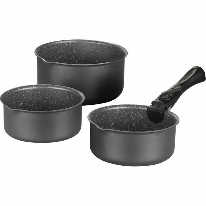 Arthur Martin Conjunto de 3 sartenes Matt Gray 16-18-20 cm con manija extraíble Arthur Martin Conjunto de 3 sartenes Matt Gray 16-18-20 cm con manija extraíble