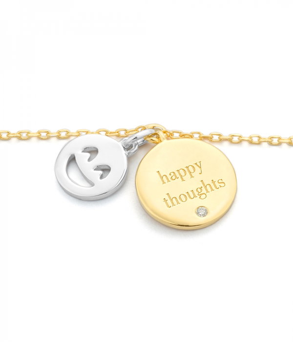 Secrecy Pulsera Happy de Plata de Ley 925 con Baño de Oro 18k y Diamante