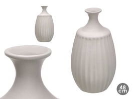 Giftdecor Jarrón Cerámica Cuello Estrecho Gris 48 cm Alto x 27 cm Ancho x 27 cm Largo