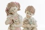 DKD Home Decor Figura de Resina Niño Mascota (Pack de 2) en Rosa y Azul