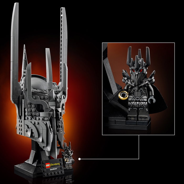 LEGO Icons El Señor de los Anillos Casco de Sauron 11373 con Base y Minifigura - Kit de Construcción para Adultos