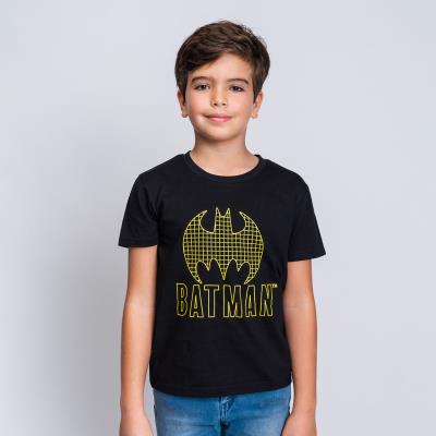 Camiseta Corta Single Jersey Punto Batman Negro 10 Años