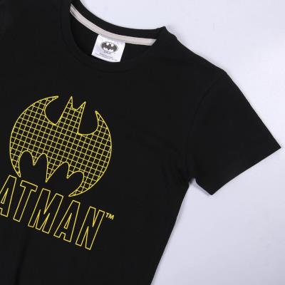 Camiseta Corta Single Jersey Punto Batman Negro 10 Años